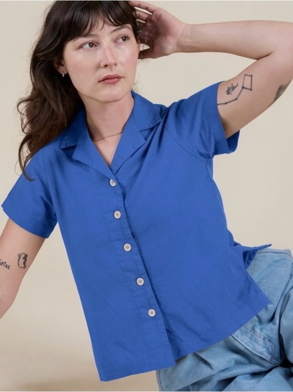 Big Bud Press Pantry Button Up Top In Blue